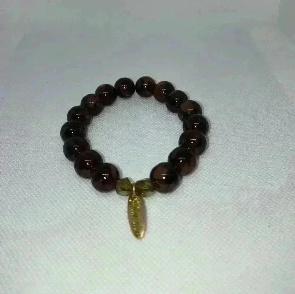 Plunder brown and tan marble glass bead